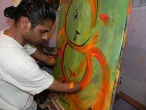 FASTEST PAINTING OF LORD GANESHA  WITH AMPUTEES