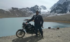 FIRST CIVILIAN TO REACH THE INDIAN HIGHEST LAKE ON A MOTORBIKE