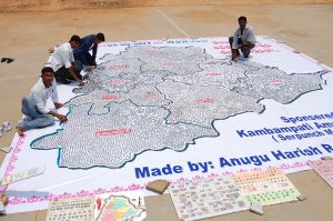 MOSAIC OF TELANGANA'S MAP WITH COINS  